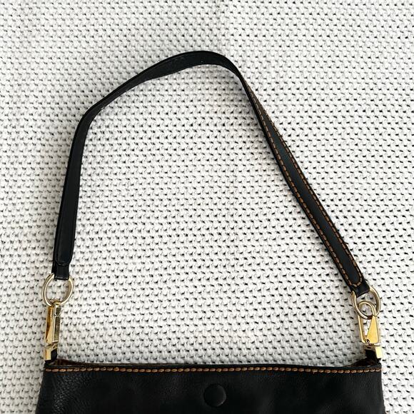 Plinio Visona Italy Black Leather Tan Stitch Shoulder Bag Animal Print Liner - Picture 5 of 10